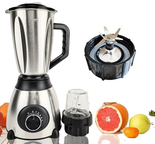 Licuadora Shiro 800W Vaso de Acero Inoxidable 1.5L, 5 Velocidades y Función Pulso – Vaso de molinillo de vidrio