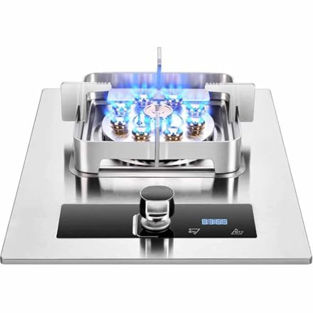 Cuisinière À Gaz Simple Brûleur, 5,2 KW, Neuf Cavités, Haute Puissance, Verre Trempé, Avec Minuterie Et Sécurité Anti-extinction For À Domicile(LPG)