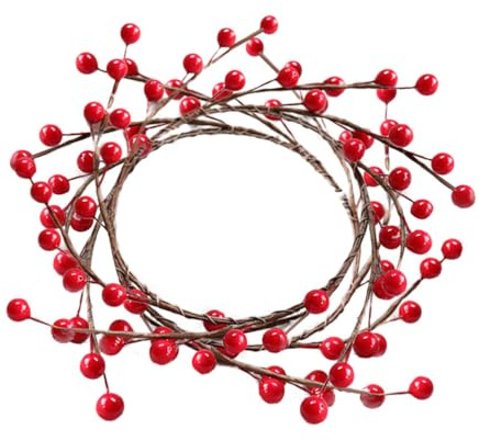Mobestech Simulierter Beerenkranz Rot 7.09X7.09 Zoll Künstliche Beeren Girlande Dekor Für Zuhause Party Hochzeit Wand Tür Festliche Weihnachtsdeko