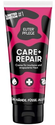 EUTERPFLEGE Care + Repair Creme, Limited Pink Edition, 100ml, intensive Pflege für trockene Haut, Feuchtigkeitscreme für Hand und Körper, parfümfrei, Allergiker geeignet
