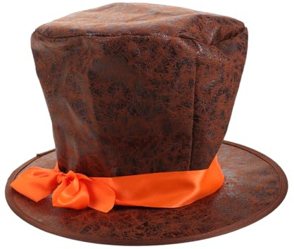 LIGIGWASH Sombrero de Mago Adulto Marrón de Tela Ajuste Cómodo y Diseño Vintage para Disfraces y Streetwear Elegante