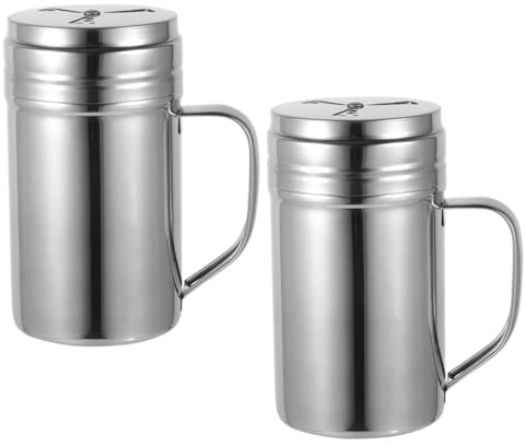 TOGEVAL 2 pezzi Barattoli per Spezie in Acciaio con Manico Shaker per Condimenti dal Design Elegante Pratici e Leggeri per Cucina e Ristorante