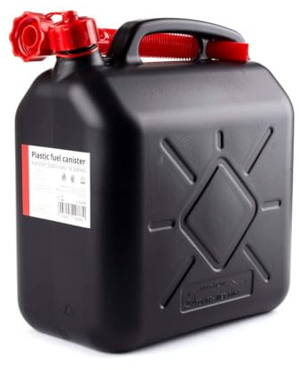Bidón plástico para combustible RZTOOLS 10 LITROS | Homologado ONU | Apto gasolina, diésel y aceites | Embudo incluido | Bidón homologado resistente y antigoteo para coche, moto o maquinaria