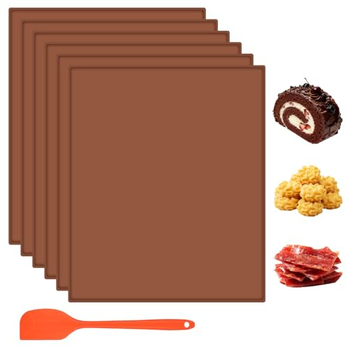 YYTECH 6 Pièces Moule Genoise Rebords 31 x 26 cm Tapis de Cuisson Silicone Tapis à Gâteau Roulé Suisse Plaque a Génoise Plaque de Gâteau Antiadhésif pour Biscuits Pizza Pain Mousse