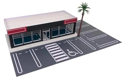ZYIHNIRB Garage Scene Model Lifelike Vehicle Showcase Layout Accessory 1 64 Scale Parking Lot Miniature Model Display Realistic Diorama Building Multifunction, Parking Lot w Tree