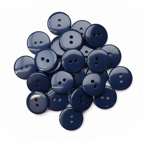 20 Premium Harzknöpfe Ø 20 mm Nachtblau – Flachrund, 2-Loch-Knöpfe – Hochwertige Knöpfe aus Harz zum Nähen, Basteln & Handarbeiten für DIY-Projekte - Scrapbooking Jacken Blusen