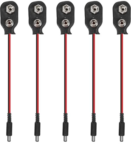 QUARKZMAN 5Pcs Connettore A Batteria 9V Tipo I Adattatore Nero E Rosso