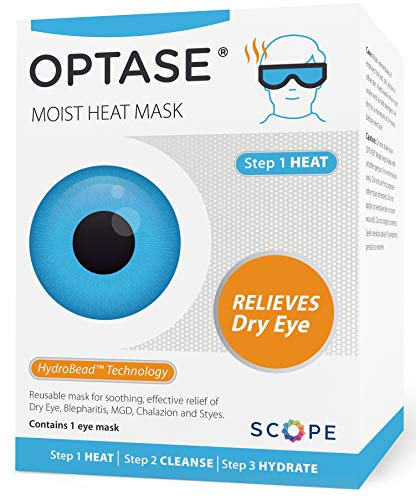 Optase Moist Heat Eye Mask - Reusable with HydroBead Technology for Soothing Relief from Blepharitis, MGD and Dry Eyes