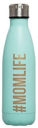 Pearhead #Momlife Stainless Steel Water Bottle, BPA Free Water Bottle Keepsake for New Mom’s and Expecting Moms, Travel Bottle, Teal, 17oz