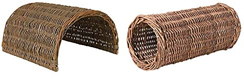 TRIXIE 62113 Weidenbrücke, 30 × 16 × 30 cm & 62832 Weidentunnel für Meerschweinchen, ø 15 × 33 cm