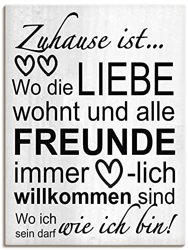 ARTLAND Wanddeko Leinwand Bilder Wandbild 45x60 cm Keilrahmenbild Bilder mit Sprüchen Familie Zitate Schriftzug Grau T9IR