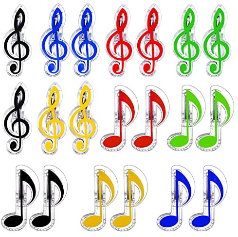 Taicols 20 Stück Buch Seite Clip, Musik Hinweis Clip, 5 Farben Klammern für Notenständer, Notenklammern Musik Clip, Notenklammer violinschlüssel, Notenhalter Dekorative, für Noten Buchseiten