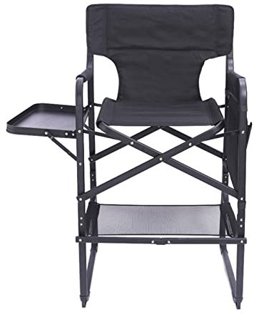 TONONE Klappbarer hoher Regiestuhl, Outdoor-Campingstuhl, Make-up-Künstlerstuhl mit Beistelltisch und Taschen, für Camping, Terrasse, Rasen, Garten, Strandausflug