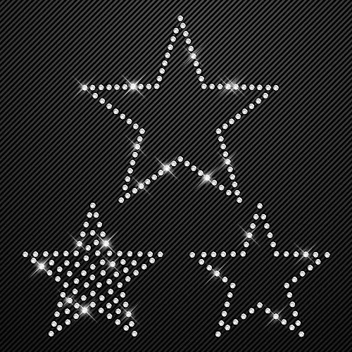 Glitzerdeals Bügelbilder Karneval 3 Sterne kristall Aufbügler für Textilien Strass Bügelbild Fasching Patch Strassmotiv Hot-fix iron-on-transfer