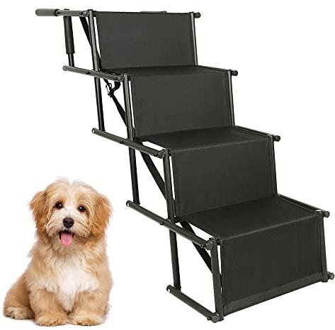 Rampen für Auto, für Hunde, Treppe für Hunde, rutschfest, Rampe für Hunde, tragbar, faltbar, Hunderampe, Auto, Rampe (Schwarz/101 x 76 x 47 cm)