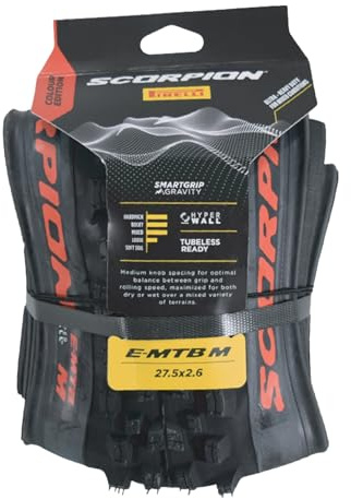 Pirelli Scorpion E-MTB M red Label 27.5 x 2.6, 1x E-MTB Reifen 27,5 Zoll, Trail Enduro Reifen Mixed Terrain E-Bike, Fahrradreifen Tubeless Ready TLR pannensicher SmartGRIP Fahrradmantel ETRTO 55-584