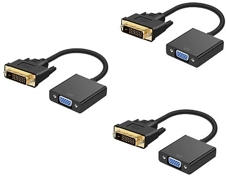 UPKOCH 3pezzi Adattatore Dvi Vga Maschio Femmina Cavo Video Pin Compatibile Con Tv e Laptop Nero Trasmissione Segnale Stabile e Alta Definizione