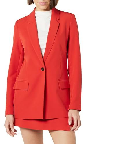 The Drop Blake - Blazer Largo para Mujer, Color Rojo Lava, Talla S