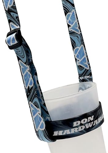 Don Hardware portavasos festival con correa – porta botellas de agua y vasos manos libres, collar sujeta vasos para fiestas, cinturón cuelga vasos, lanyard porta vasos y funda botella