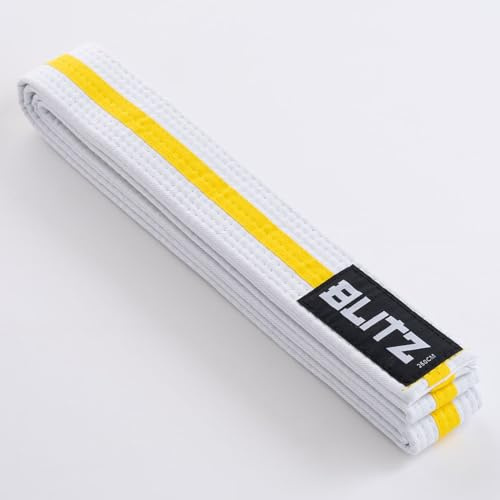 Blitz White Belt/Colour Stripe - White/Yellow - 200cm