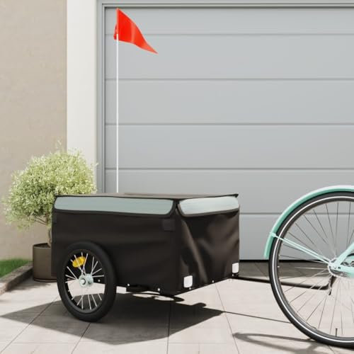Xichuzi Fahrradanhänger Schwarz und Grau 45 kg Eisen, Fahrrad Anhänger, Lastenanhänger, Handwagen, Fahrrad-lastenanhänger, Lastenfahrrad - 94084