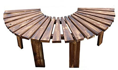 Halbrunde Baumbank aus massivem Holz, korrosionsbeständig, gebogener Blumenhocker für Terrasse, Balkon, Park und Garten