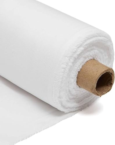 Bomullstyg 51 tum 55 GSM, 130 cm bred för bröllop och evenemang - tyg för draperi, dekoration och hantverk - mångsidig, perfekt för gör-det-själv-projekt - Craft Queen LTD (vit, 25 meter)