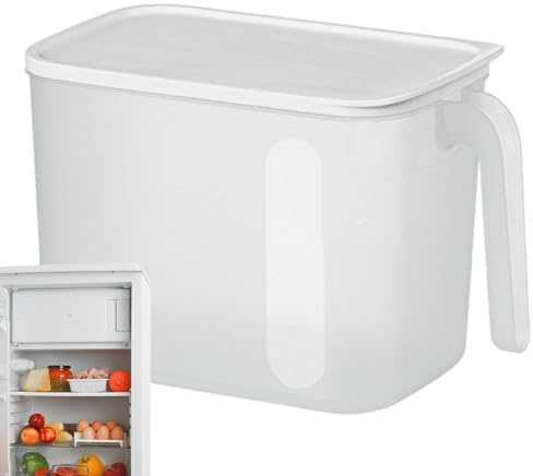 Organizador apilable para frigorífico, recipiente de hielo para congelador, con tapa y asa, organizador transparente, recipiente transparente esmerilado, organizador para frigorífico