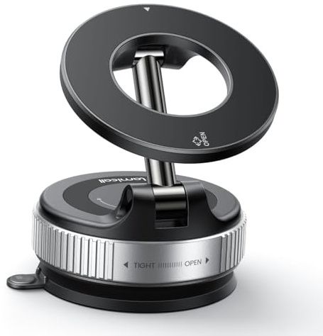 Lamicall Support Telephone Voiture pour MagSafe - [Ventouse à Vide & 24X N55] 360° Rotation, Porte Voiture pour Tableau de Bord/Pare-Brise, Support Magnétique pour iPhone 16 15 14, Autres Smartphones