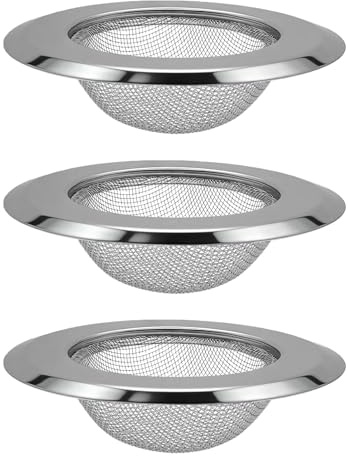 3 st rostfritt stål köksavloppsfilter – duschfilter 11 cm, avloppssil för badrum, dräneringsfat, hårfilter, dräneringsnät, dräneringssil