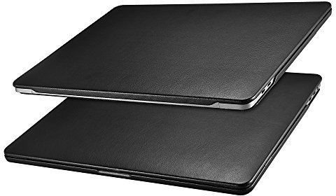 ICARER MacBook Pro 15 Lederhülle, Ultra Slim Ledertasche Vintage Antik Handytasche Leder Hülle Case Cover für Apple MacBook Pro 15 Zoll Retina Display(Model: A1707/A1990 2016&2017&2018&2019) (Schwarz)