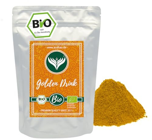 Azafran BIO Goldene Drink | Kurkuma Latte Gewürzmischung zur Herstellung von Golden Milch Getränken 500g