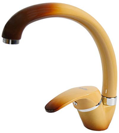 Vetrineinrete® Rubinetto per lavello da cucina a canna alta miscelatore monocomando per lavandino M44 (Terra di francia)