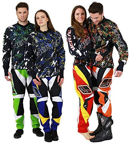 Nerve Shop Motorcross Cross Motorrad Kombi Enduro Motorradjacke Motorradhose Cross Motorradbekleidung Kombi - Rot - XS