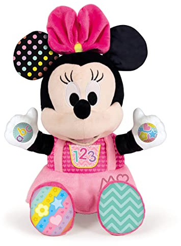 Clementoni - Baby - Peluche Interactivo Baby Minnie - Juguete Musical Educativo para Bebés de 6 a 36 Meses - Enseña Letras, Números y Colores con la Voz Original de Minnie, 55325