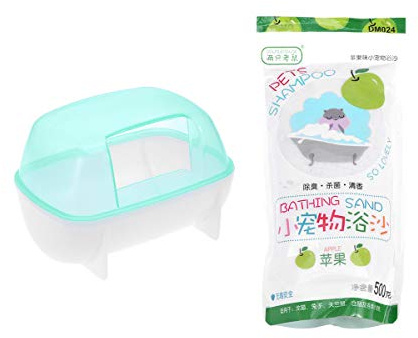 POPETPOP 500g Small Pet Sand Bath House with Random Fragrance Bath Sand Bathroom Container for Hamsters and Chinchillas for Relief and Grooming