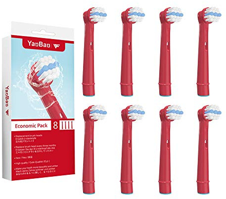 WuYan Zahnbürstenköpfe kompatibel mit Oral b Kids Elektrische Zahnbürste, 8 Stück, Ersatz für Braun, Candy Red Bürstenköpfe für Kinder
