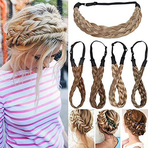 Mode Haarverlängerung Geflochtenes Stirnband Geflechtes Haar Dickes Klobiges Haarband Zubehör Kostüm Braided Haarteil für Frauen Klein-0.6 Honigblond Mischung Bleichblond