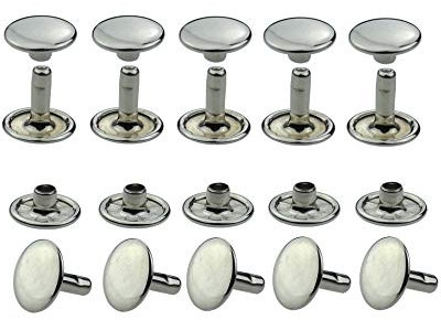 IstaTools Hohlnieten, Doppelkopf, rostfrei, Messing, in 6mm, 7mm, 9mm, 10mm oder 13mm (50, 9x8mm Silber)