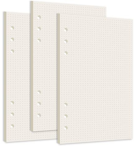 Smarpau A5 Refill Paper, 3 Packs 100GSM Planner Refillable 6 Holes Ring Binder Inserts Dotted Papers, 135 Sheets Journal Notebook Loose Leaf Paper for School Office