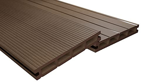 Endorphin® WPC Terrassendielen Komplettset 2-50m² Braun - Mit Unterkonstruktion & Clips – WPC Dielen Wetterfest Und Pflegeleicht – Hohlkammerdiele Rutschfest – Dielenlänge 220cm (6qm)