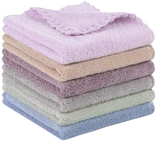 SUNLAND 6 Stück Mikrofaser Abschminktuch Waschlappen 6 Farben 30 x 30 cm | ultraweich Gesichtsreinigungstuch wiederverwendbar Makeup Entferner Tuch Waschbar Gesichtstücher für Alle Hauttypen