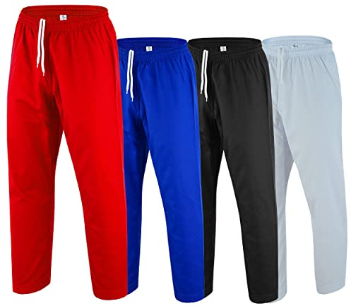 Jaguar - Essential Karate Pants 8oz Light Weight for MMA Martial Arts Kids Adults Unisex (Red, 000)