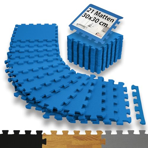 ALPIDEX Bodenschutzmatte 1,95 m² 21 Stück 30x30 cm Puzzlematte Sportmatte | Schutzmatten, Trainingsmatte, Unterlegmatte, Stecksystem, schalldämpfend, Fitnessgeräte, Turnmatte, Keller