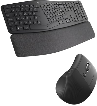 Logitech Vertical Ergonomic Wireless Lift Mouse, Bluetooth Receiver or Logi Bolt USB, Silent Clicks, 4 Keys,ERGO K860 Split Keyboard - Ergonomic Keyboard, Wrist Rest, ITA ‎QWERTY