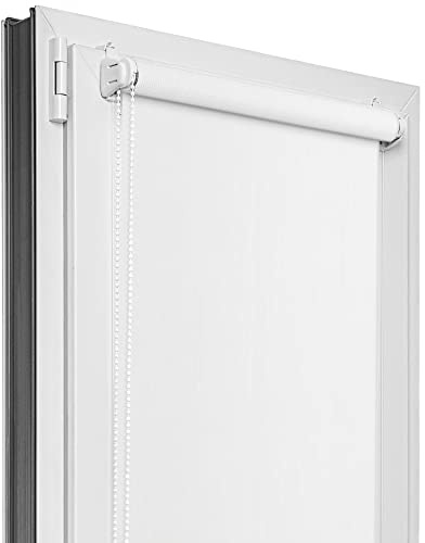 Estika Verdunklungsrollo ohne Bohren - Stoffbreite 130 cm x 150 cm - Weiß - 6 Stofffarben, Rollos für Fenster ohne Bohren, Klemmfix-Rollos für Fenster innen