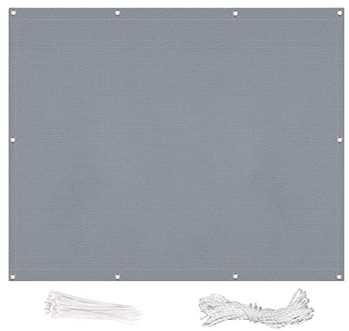 AMZYU Balkon Sichtschutz Garten 95 x 650 cm Schattennetz Schattiergewebe Garten Wind- und UV-Schutz mit Ösen, Nylon Kabelbinder und Kordel für Balkongeländer Garten, Grau