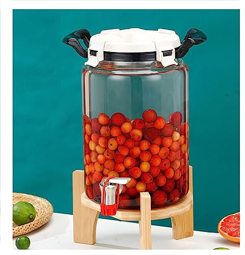 WRJAHCG Dispenser per Bevande in Vetro,Dispenser di Bevande con Rubinetto,Caraffa in Vetro per Bevande Calde e Fredde,per Picnic All'aperto,Barbecue e Altro,Faucet+Base,7.5L