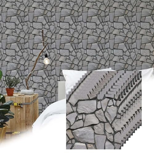 HAILM Panneaux Revêtement Mural 3D, 30x30cm Brick Wallpaper, Papier Peint Texturé Brique 3D, Panneaux Acoustiques PVC pour Cuisine, Salon, Chambre, Décoration Intérieure