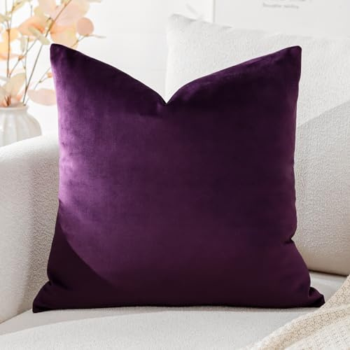Artscope Samt Kissenbezug Kissenhülle Dekorative Dekokissen Sofakissen Lendenkissen Wurfkissenbezug Sofa Schlafzimmer 50x50cm Lila